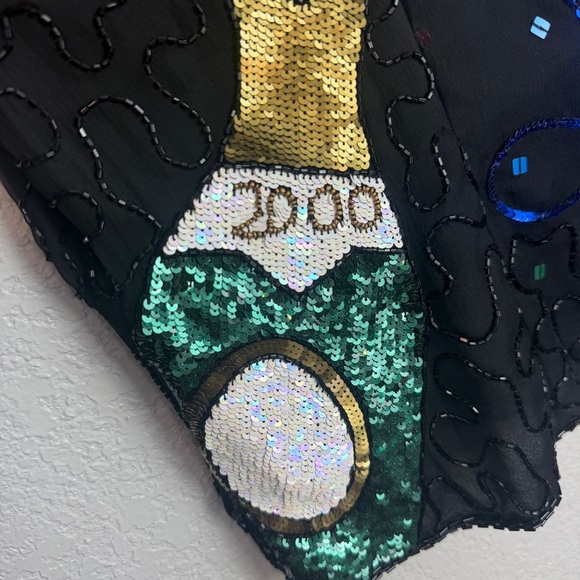 Y2K Vintage 2000 Champagne Pop Sequin Beaded Top - Millennium, Party, NYE - Picture 2 of 10